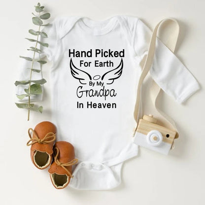 Funny Hand Picked for Earth by My Grandpa/Grandma Baby Romper Clothes Cotton Body Baby Boys Girls Bodysuit Infant Ropa Outfits