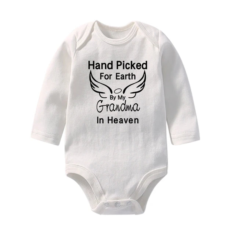 Funny Hand Picked for Earth by My Grandpa/Grandma Baby Romper Clothes Cotton Body Baby Boys Girls Bodysuit Infant Ropa Outfits