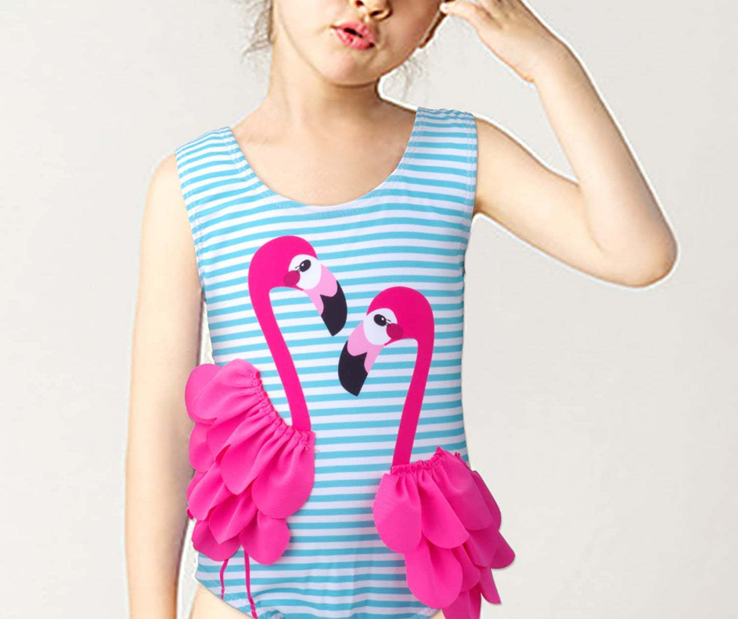 Baby Girl One Piece Swimsuit Swimwear Toddler Kid Flamingo Bikini Bathing Suit Sunsuit Rash Guard 1-5T