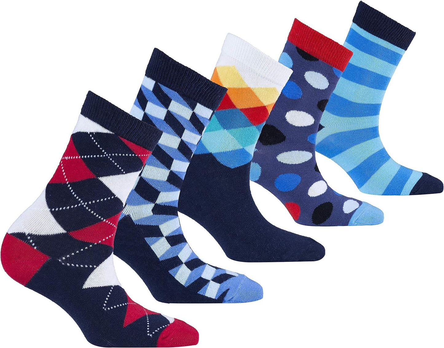 -Kids 5-Pair Fun Cool Cotton Colorful Dress Crew Socks Gift Box