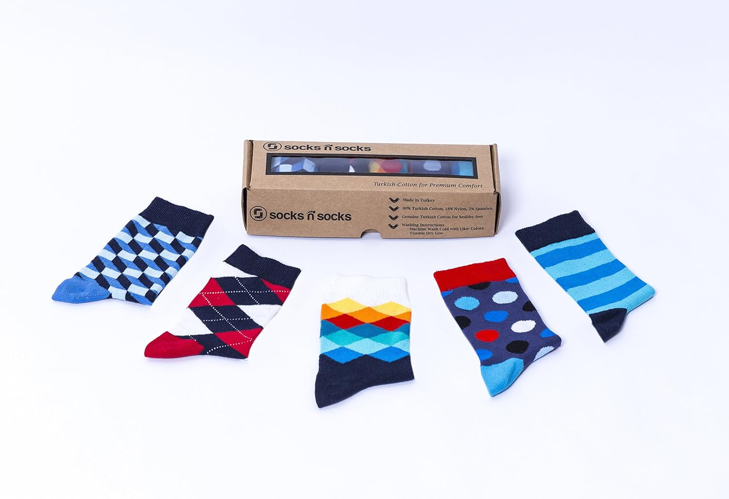 -Kids 5-Pair Fun Cool Cotton Colorful Dress Crew Socks Gift Box