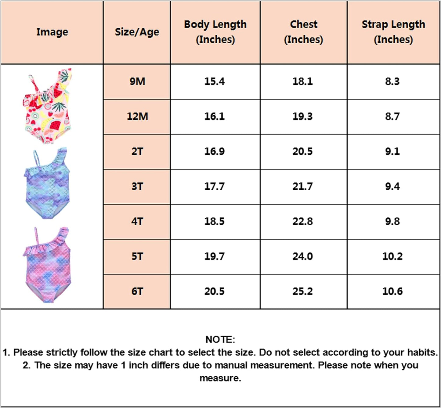 Baby Girl Swimsuit Cute One Piece Bathing Suit with Sun Protection Ruffles Swimwear (9M-6T)