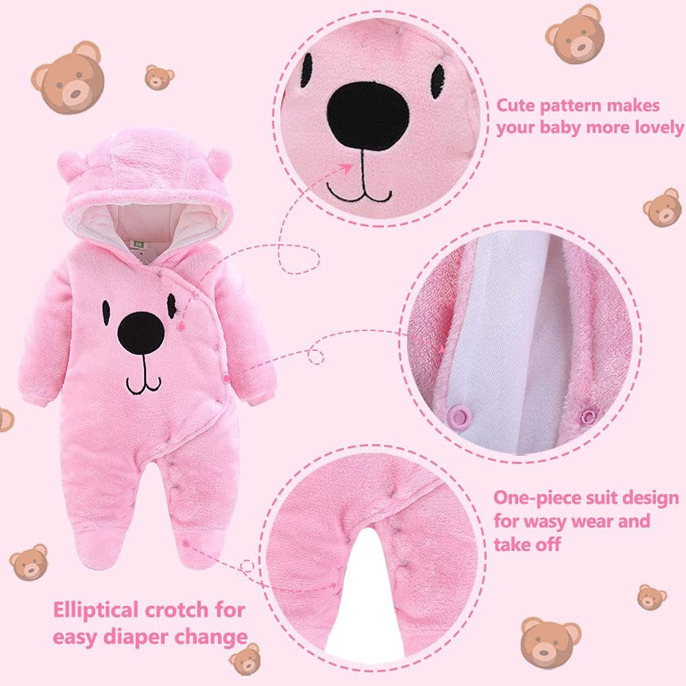 Baby Newborn Snowsuit Onesie Winter Coat Romper for Infant Girls Boys